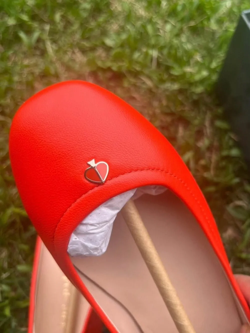 kate spade Orange-Red Ballet Flats with Spade Charm